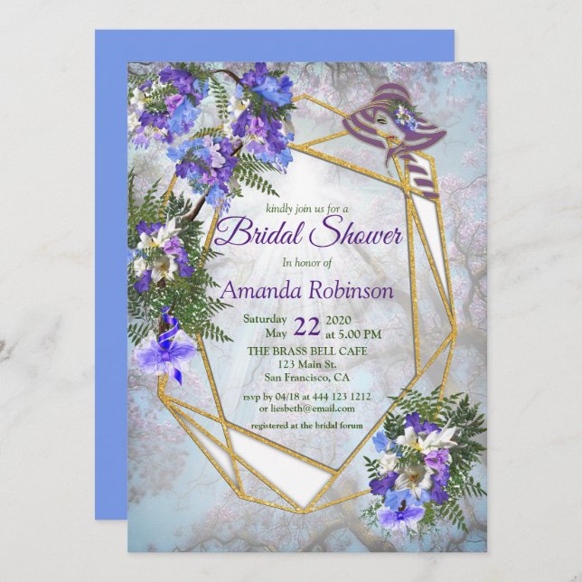 Invitación Jacaranda Blossoms Bridal Shower (Anverso / Reverso)