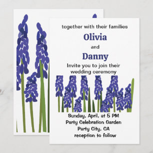 Invitación Jacinto de Uva Púrpura Azul Flor Floral Boda