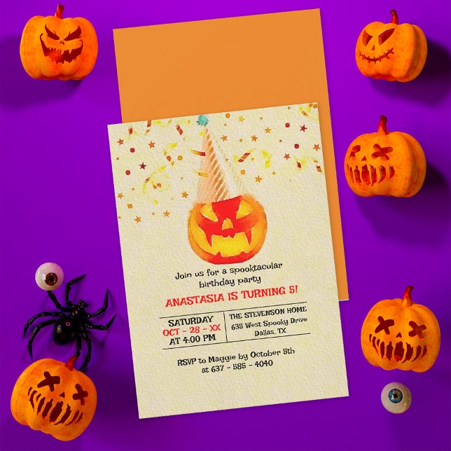 Invitación Jack O' Lantern Con Gorra Fiesta Cumpleaños De Hal (Subido por el creador)