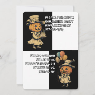 Invitación Jack o Lantern de Halloween en negro