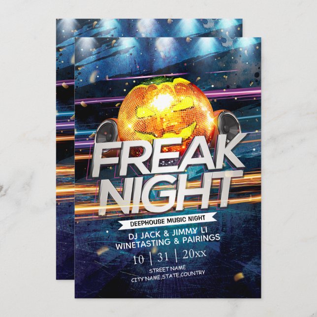Invitación Jack-O-Lantern Disco Ball Freak Night Halloween (Anverso / Reverso)