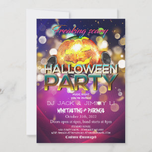 Invitación Jack-O-Lantern Disco Ball Partido Halloween Adulto