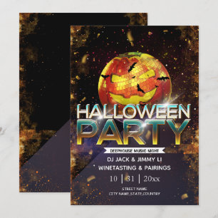 Invitación Jack-O-Lantern Disco Ball Partido Halloween Adulto