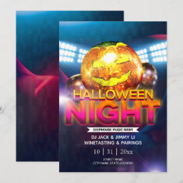 Invitación Jack-O-Lantern Disco Ball Partido Halloween Adulto