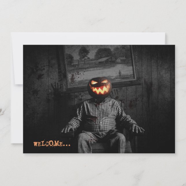 Invitación Jack O' Lantern Head Spooky Halloween Party (Anverso)