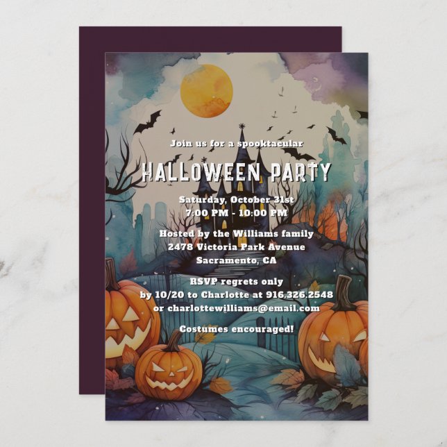 Invitación Jack O’Lanterns Celebró la fiesta de Halloween en  (Anverso / Reverso)