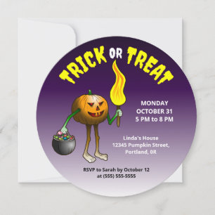 Invitación Jack O'lantern sale a pedir dulces o trucos