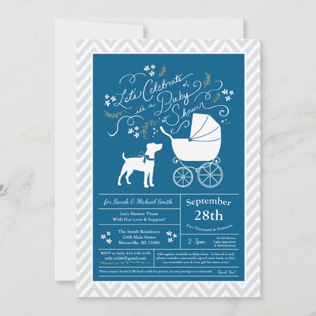 Invitación Jack Russell Terrier Dog Baby Shower Blue Boy (Anverso)