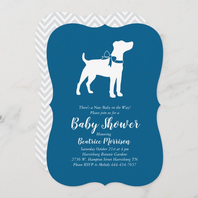 Invitación Jack Russell Terrier Dog Baby Shower Blue Boy (Anverso / Reverso)