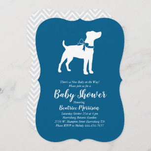 Invitación Jack Russell Terrier Dog Baby Shower Blue Boy
