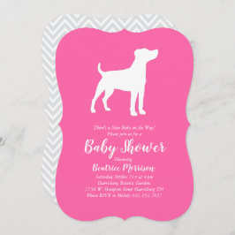 Invitación Jack Russell Terrier Dog Baby Shower Chica Rosa