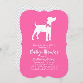 Invitación Jack Russell Terrier Dog Baby Shower Chica Rosa
