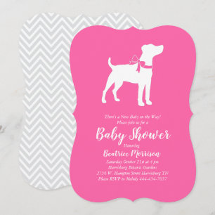 Invitación Jack Russell Terrier Dog Baby Shower Chica Rosa