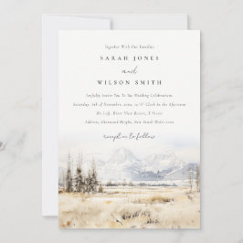 Invitación Jackson Hole Wyoming Watercolor Landscape Wedding