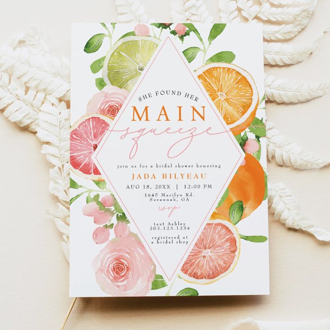 Invitación JADA Citrus Fruit Main Squeeze Bridal Shower (Subido por el creador)