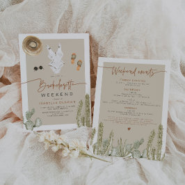 Invitación JADE Desert Bohemio Cactus Bachelorette Itinerario