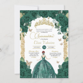 Invitación Jade Emerald Green Butterfly Princesa Quinceanera