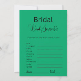Invitación Jade Green Bridal Word Scramble Game