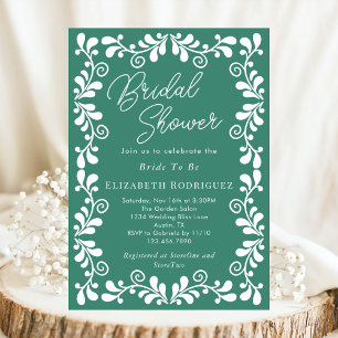 Invitación Jade Green Fiesta Mexicana Talavera Ducha Bridal
