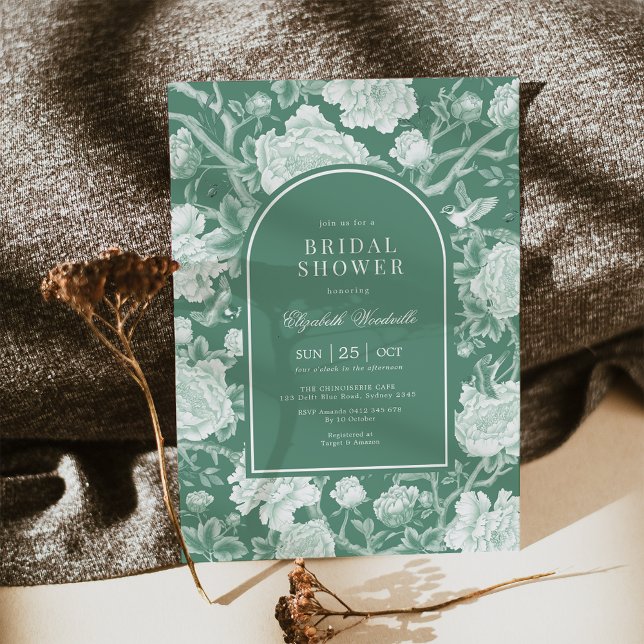 Invitación Jade Green White Chinoiserie Floral Bridal Shower (Subido por el creador)