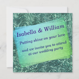 Invitación Jade texturizado y tonos de cian verde