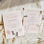 Invitación JADE Wine Cowgirl Country Bachelorette Itinerario<br><div class="desc">Este modelo de invitación e itinerario de soltera incluye accesorios de país de vino acuarela con un trasfondo de cowgirl y un itinerario de fondo editable. Edite fácilmente la mayoría de las palabras para satisfacer las necesidades de su evento. Esta invitación es perfecta para una soltera de Nashville o de...</div>