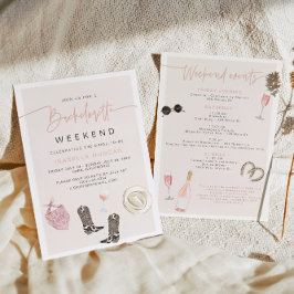 Invitación JADE Wine Cowgirl Country Bachelorette Itinerario