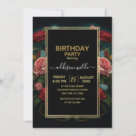 Invitación Jaguar with Crown in Flowers Painting             