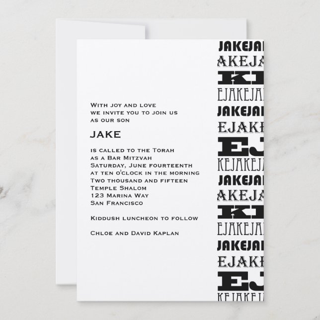 Invitación Jake Personalizado (Anverso)
