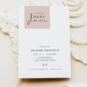 Invitación JALAINE Chica de bloques rosados Rubor moderno Bab