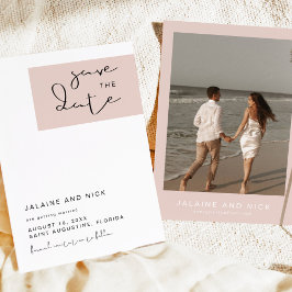 Invitación JALAINE Moderno Rubor Pink Block Save the Date