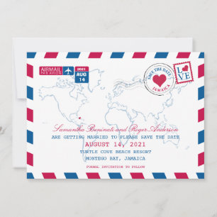Invitación Jamaica Correo Aéreo Boda Salvar la Fecha
