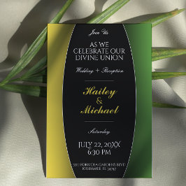 Invitación Jamaica Green & Gold Caribbean Elegant Wedding