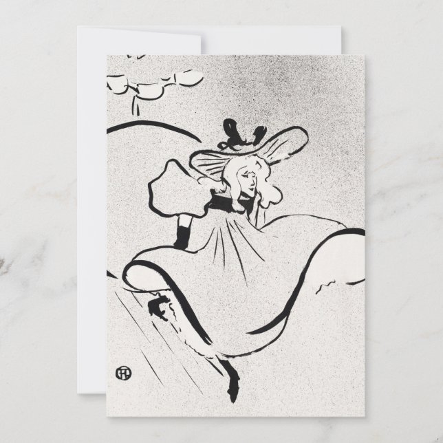 Invitación Jane Avril, de arte blanco y negro, por Toulouse L (Anverso)