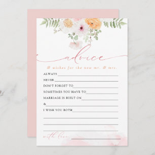 Invitación JANE Rubor Floral Bride Advice & Wire Game Card