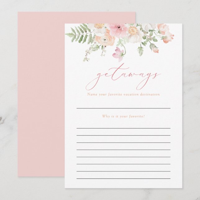 Invitación JANE Rubor Pink Floral Getaways Juego de novias (Anverso / Reverso)