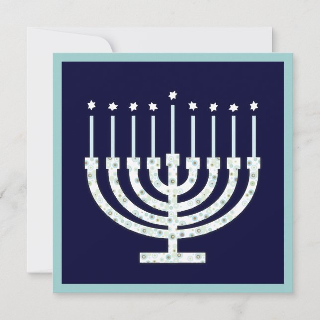 Invitación Jánuca Menorah con las velas en lunar (Anverso)