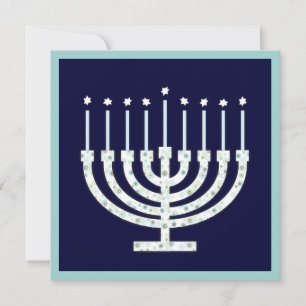 Invitación Jánuca Menorah con las velas en lunar