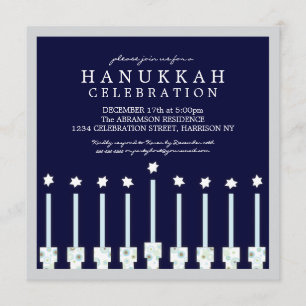 Invitación Jánuca Menorah con las velas en lunar