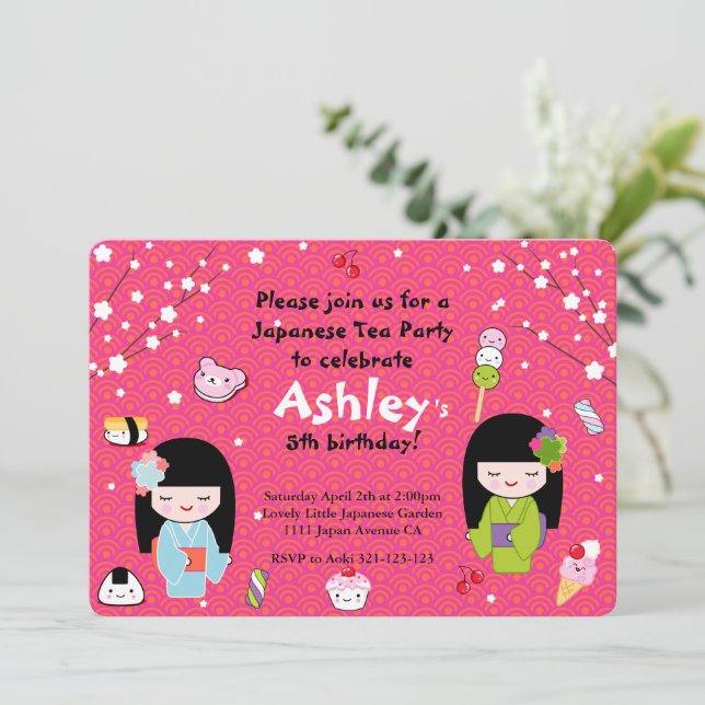 Invitación Japanese Tea Party Invitation (Anverso de pie)