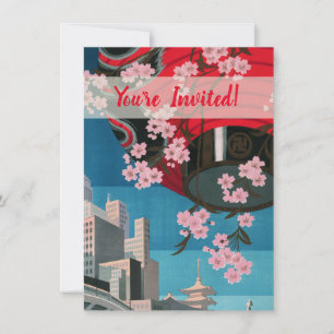 Invitación Japón Tokio Vintage Póster de viaje japonés