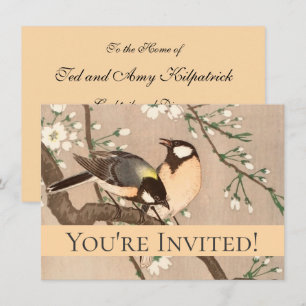 Invitación Japonés asiático Ohara Koson pájaro carbonero pája