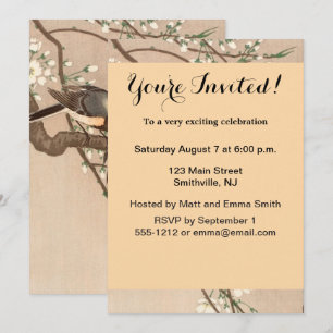 Invitación Japonés asiático Ohara Koson pájaro carbonero pája