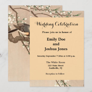 Invitación Japonés asiático Ohara Koson pájaro carbonero pája