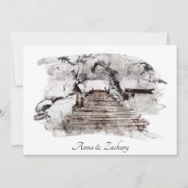 Invitación *~* Japonés Stairs Art + Boda RSVPQR AR27