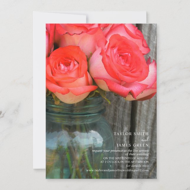 Invitación Jar, Rosas rusos de Boda de streaming virtual (Anverso)