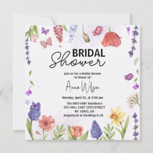 Invitación Jardín acuarela floral flores silvestres despedida
