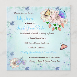Invitación Jardín Baby Shower #2 azul de LGC el
