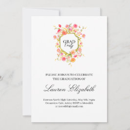 Invitación Jardín bohemio flores acuarela graduación