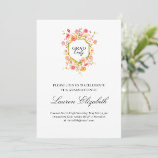 Invitación Jardín bohemio flores acuarela graduación